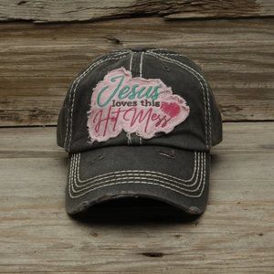 Jesus Loves This Hot Mess Gray Baseball Cap